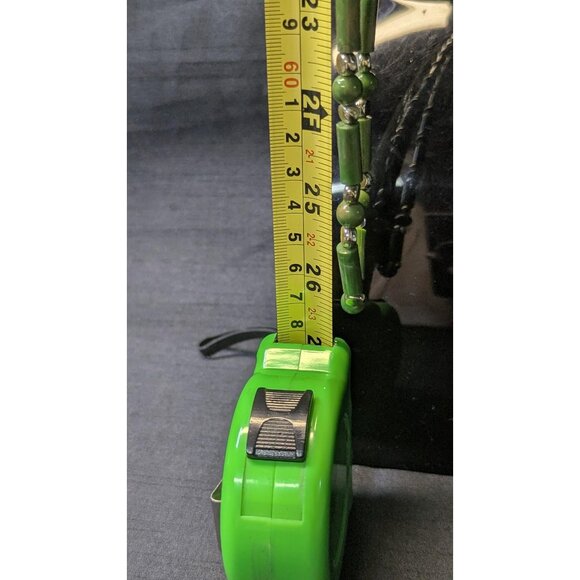 3 for $30  Vintage faux Jade and silver beaded necklace | Long 26 inches - Picture 6 of 6